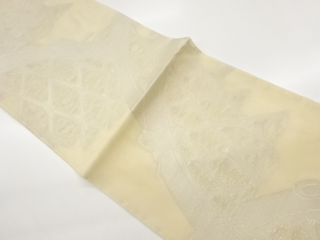 JAPANESE FUKURO OBI FOR SUMMER / WOVEN FENCE PATTERN